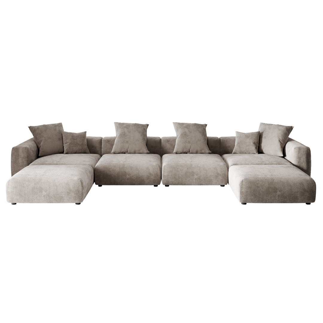 Nikodemos 6 - Piece Upholstered Sectional Latitude Run® Fabric 