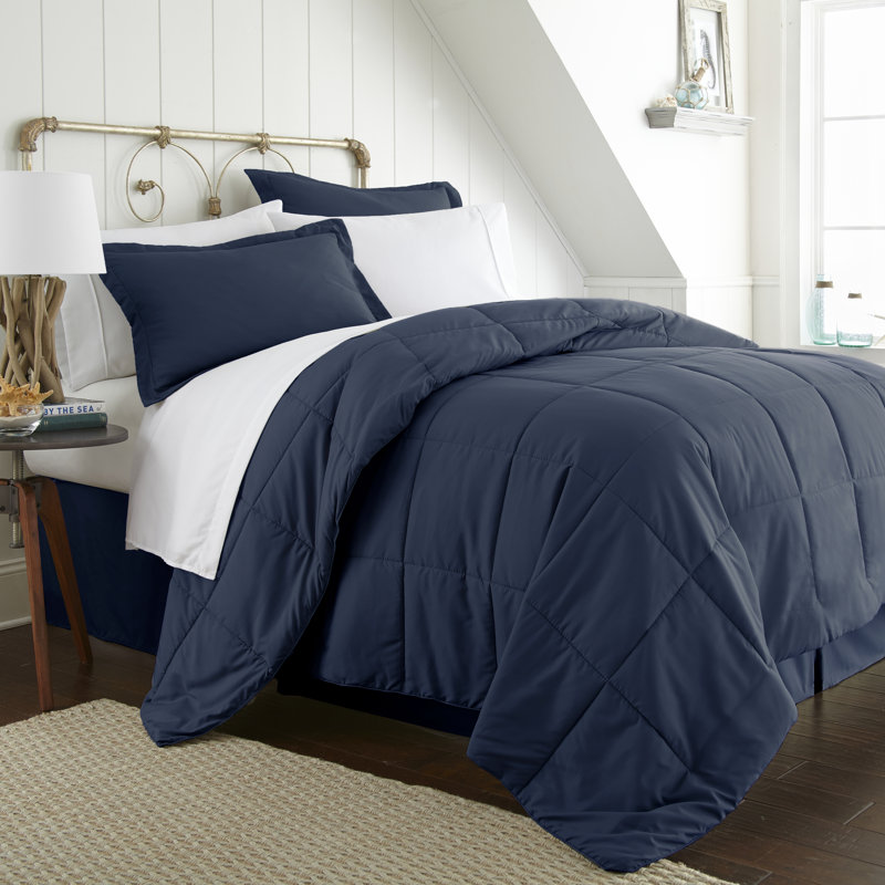 Simply Soft 8 Piece Microfiber Complete Bedding Set, Navy, Full Comforter + 7 Pieces Included