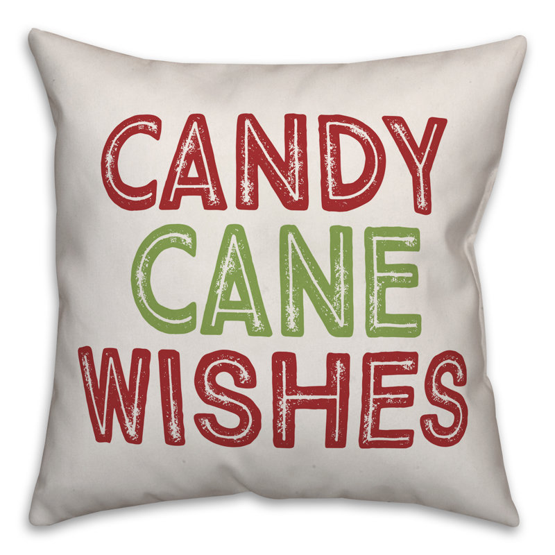  Housse de coussin Candy Cane Wishes, 16 po x 1 po, Polyester/ Bourre en polyester