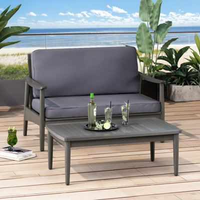 Table basse en bois et bois, aspect contemporain, conception à lattes, coussins d'eau, gris foncé, table 39,5, construction, dossiers à lattes, 47,21 W