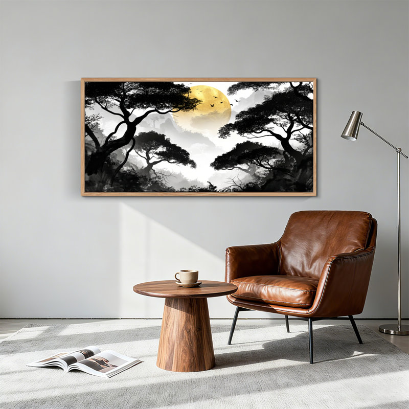 Tableau encadré sur toile « Forêt au clair de lune », 147 x 71 cm (58 x 28 pouces)., 58 po x 28 po