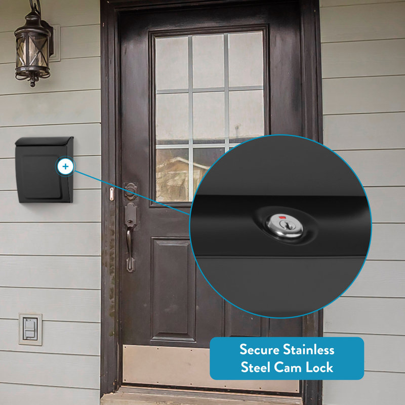 Aspen Locking Wall Mount Mailbox Black, Black