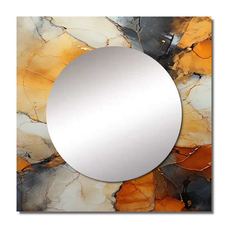 Encaustic Spirals II - Abstract Large Square Mirror Wall Decor For Bedroom, 23" x 23"