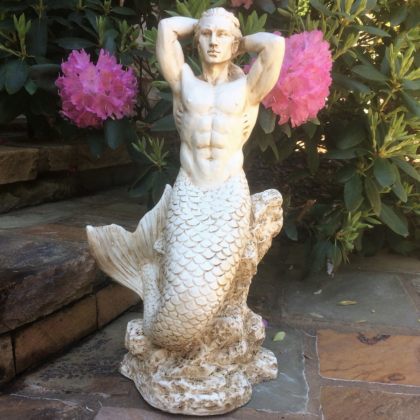 Mermaid Table Sculpture Figurine with Coastal Seashell Tray