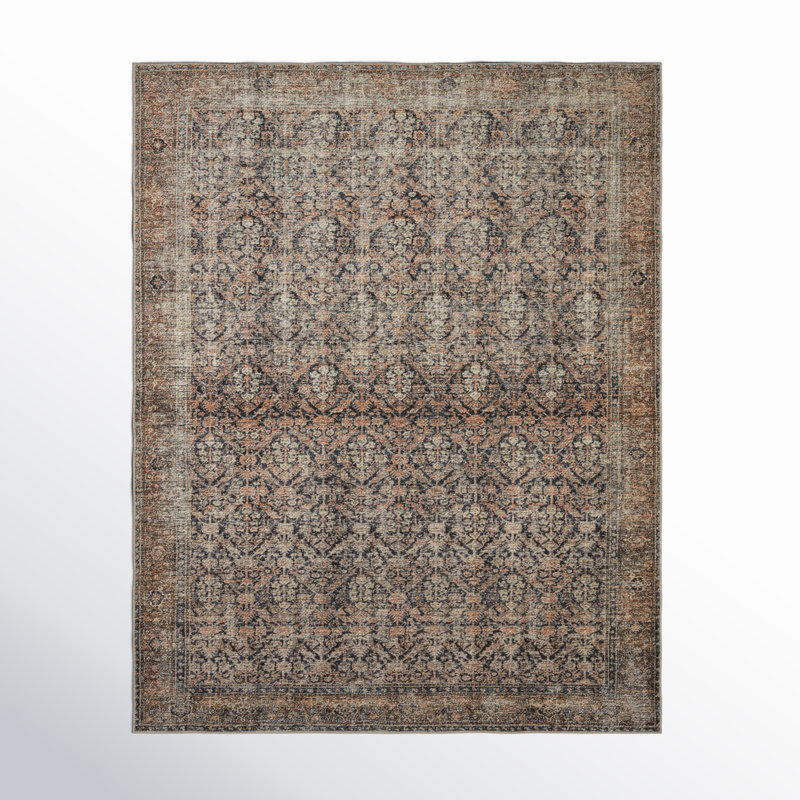 Amber Lewis x Loloi Billie Oriental Ink / Salmon Area Rug, Rectangle 7'6" x 9'6"