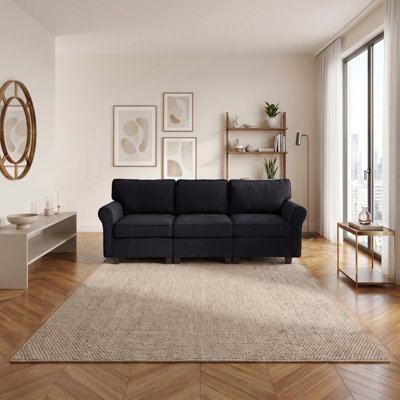 94" Sofa Couch with Deep Seats, Removable High-Rebound Cushions, Ergonomic Armrests for Living Room Bedroom Apartment Office