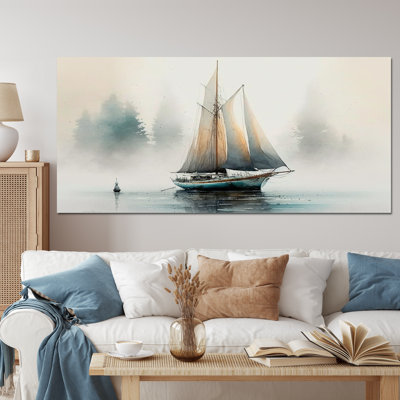 Voilier ancré - art sur toile de bateau côtier