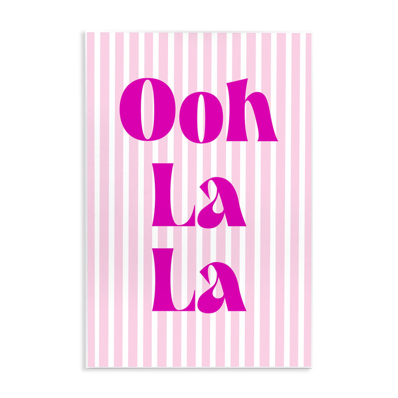 Plaque murale Ooh La La sur rayures roses, design par Pooja Dave, H 15 po x l 10 po