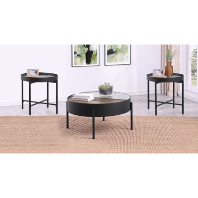 OToole Round Coffee And End Table Set Sandy Black