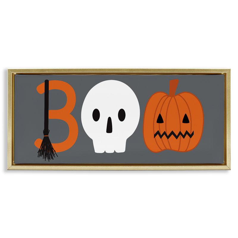 Cadre flottant Boo Halloween, typographie amusante, design par Sazerelli Designs, H 14 po x l 31 po