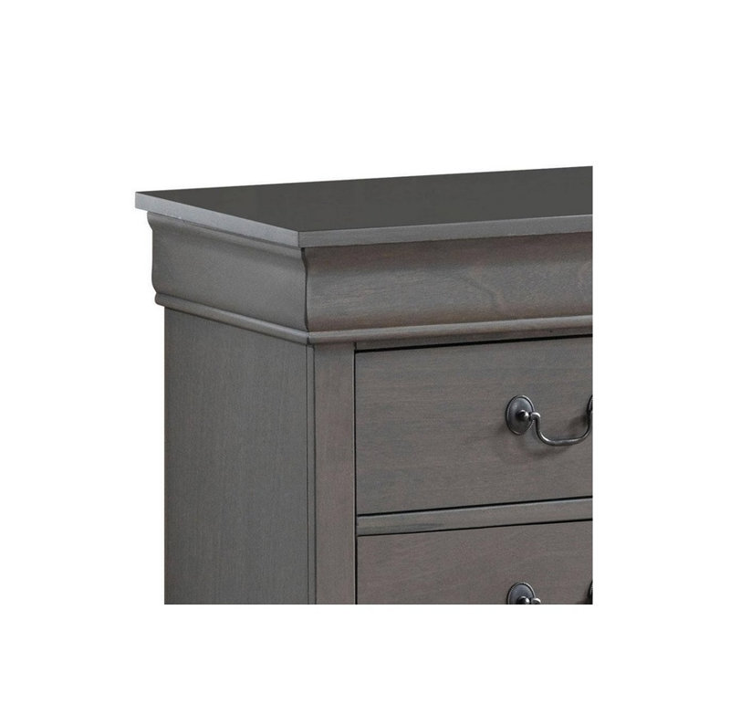 Mobilier de chambre à coucher classique à 2 tiroirs de style Louis Philippe, Gris