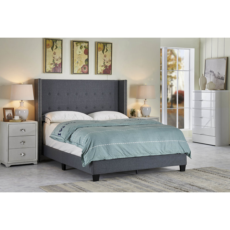 Jabrion Upholstered Standard Bed, Gray, Full