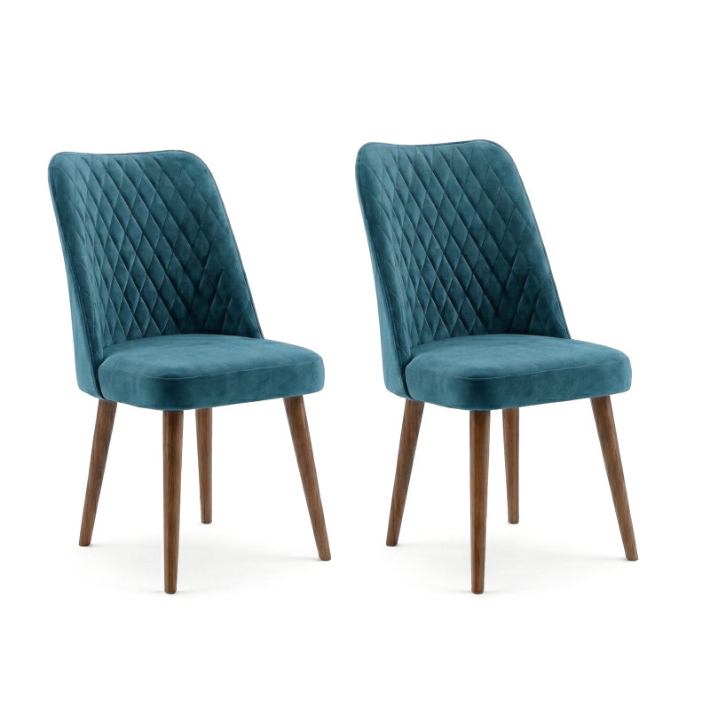Chaise parsons rembourrée en velours Ackley, Sarcelle
