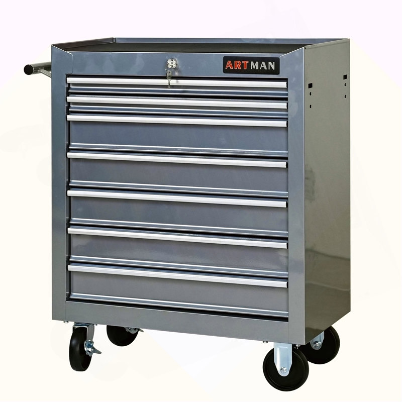 Chariot à outils multifonctionnel avec 7 roulettes - Argent, Gris