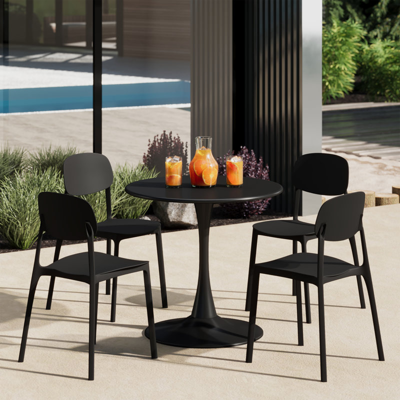 Outdoor Round Dining Set, Black