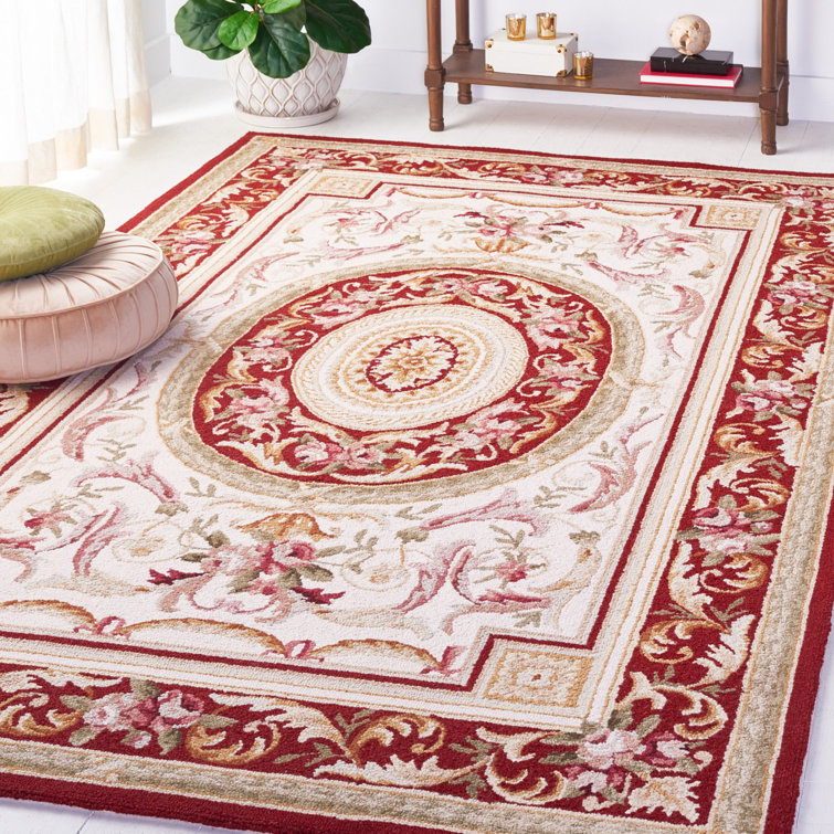 Hollander Oriental Hand-Hooked Wool Burgundy Area Rug