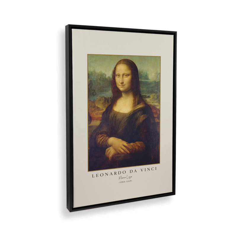 «Mona Lisa» par Leonardo Da Vinci, H 12,75 po x l 8,75 po, Cadre flottant noir satiné
