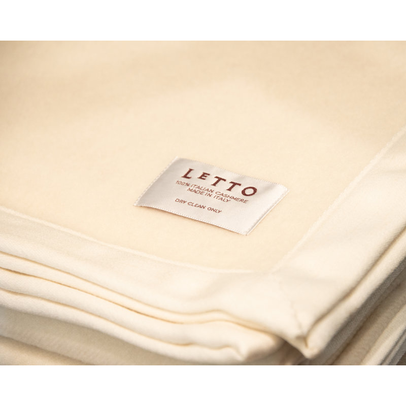 Alpina Cashmere Blanket, 86.5" W x 98" L, Cream