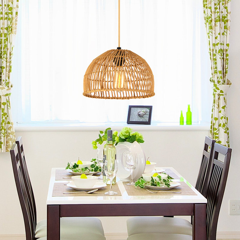 Petit luminaire suspendu 1 lumière Boho Rattan Dome