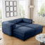 Élégant canapé en chenille 2 places avec 2 sièges de rangement pour repose-pieds, dossier cylindrique et accoudoirs, causeuse moderne en tissu avec espace de rangement caché-114229942
