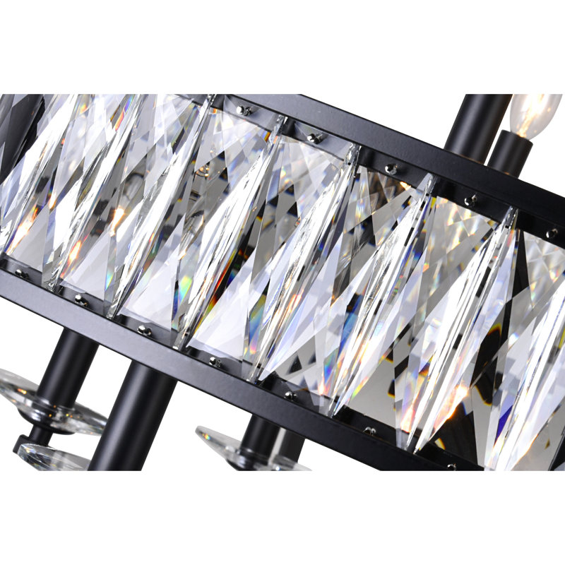 42" Black Chandelier for Dining Room, Grand Foyer – 12-Light Orbital Frame with Faceted Crystals & E12 Bulb Base – LED Compatible, Industrial-Traditional Hybrid – BACL Certified