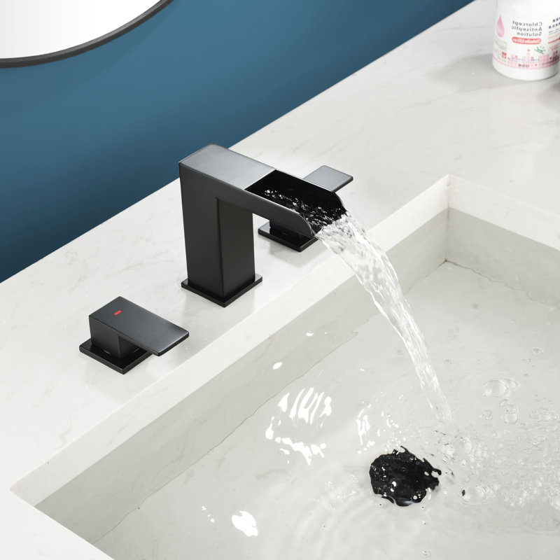 2-handle Bathroom Faucet with Drain Assembly, Matte Black