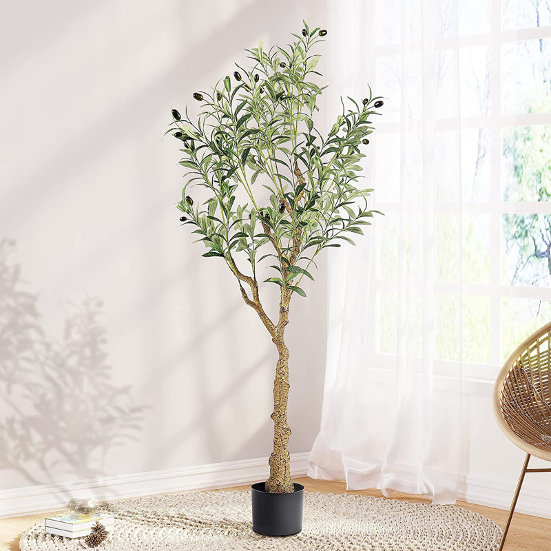 Faux Fiddle Leaf Fig Tree Plant in Cement Pot, 150cm H x 20cm W x 20cm D