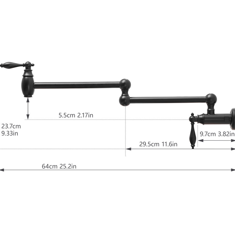 Wall Mount Pot Filler, Brass Kitchen Folding Faucet, Matte Black, Contemporary Style, Double Joint Swing Arms, Leak - , Safe And , Dual Valves Commercial Material, Nickel Finish, Stretchable Look,