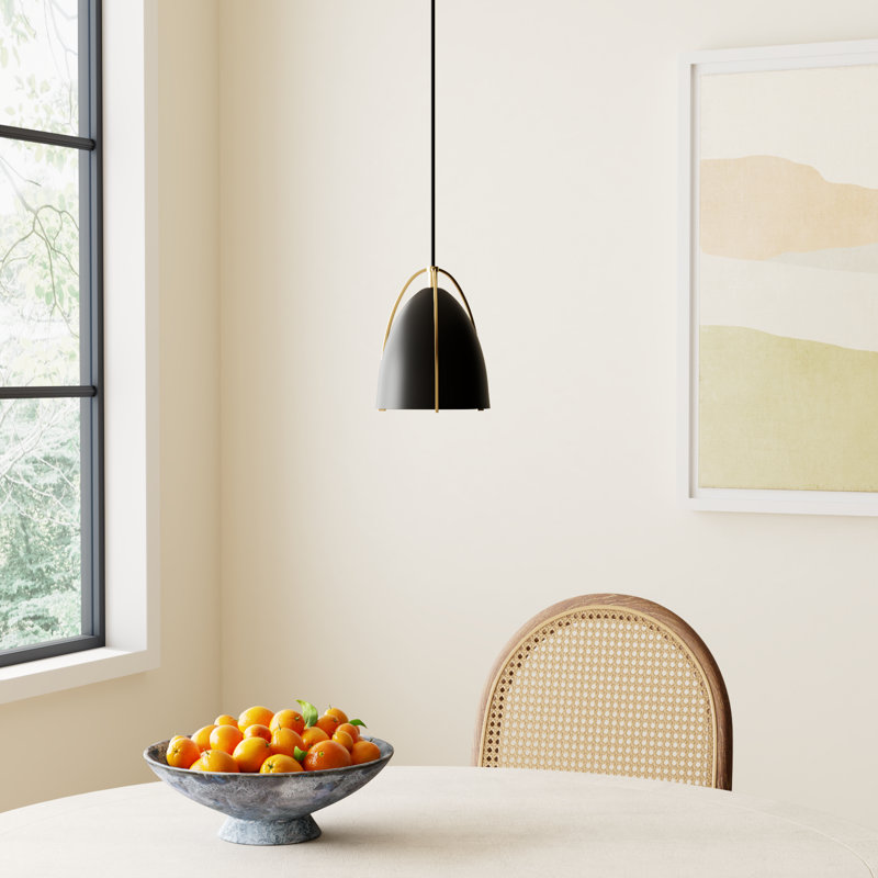 Nikki 1 - Light Single Pendant, 7.5" H x 6.25" W x 6.25" W, Satin Brass, Black