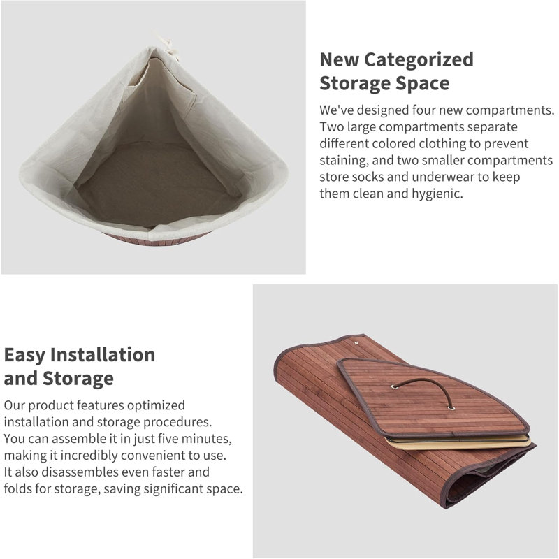 Bamboo Laundry Room Organiser, Brown