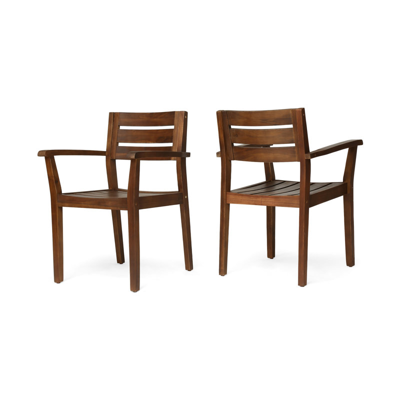 2 chaises de salle à manger en bois brun foncé pour la cour, la piscine, le jardin et l'extérieur 2