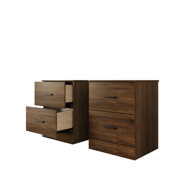 Meriden 2 Drawer Nightstand (Set Of 2), Brown