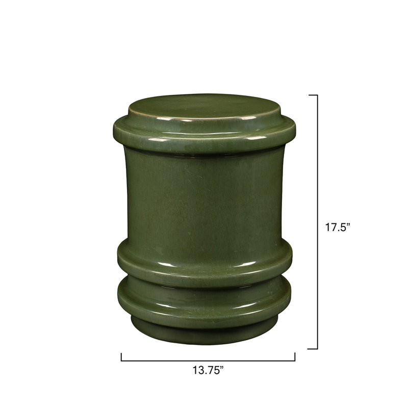 Reglet Ceramic Stool, White, Green