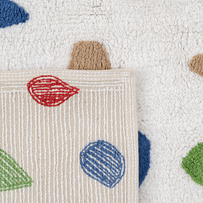 Glenys Geometric Cotton Area Rug, Rectangle 100 x 135cm