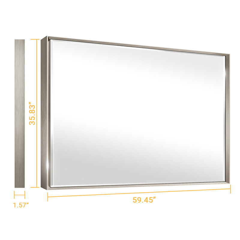 Miroir de salle de bain mural Lohoski, 36 po x 60 po, Nickel brossé