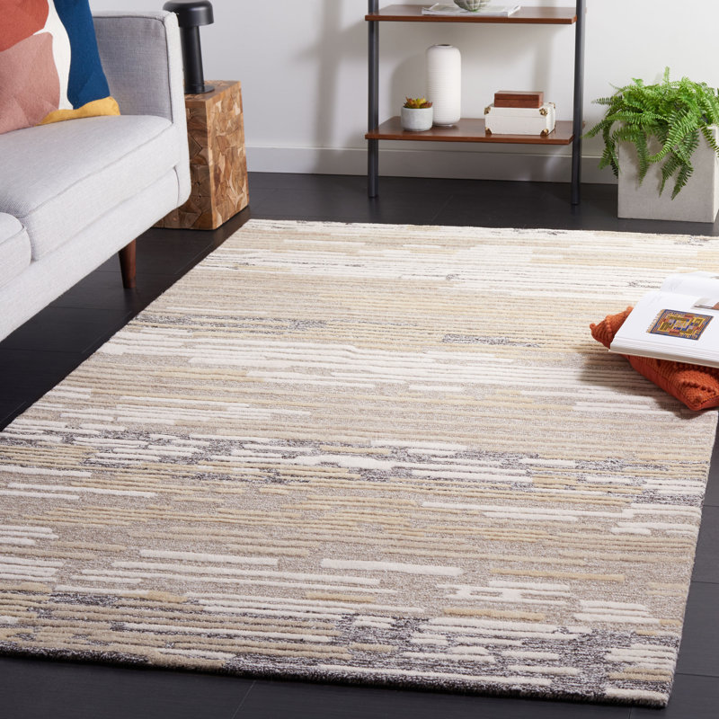 Tapis en laine / coton touffeté à la main Jeyda brun clair / beige, Rectangle 3 pi x 5 pi