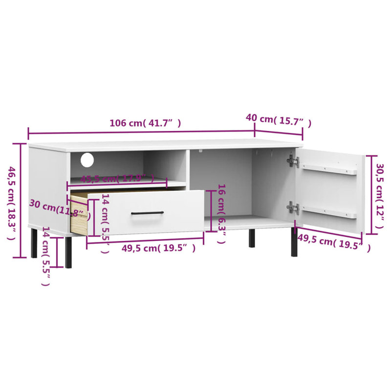 Dansk Solid Wood TV Stand for TVs up to 48'', White