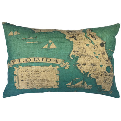  Florida Map Linen Lumbar Pillow