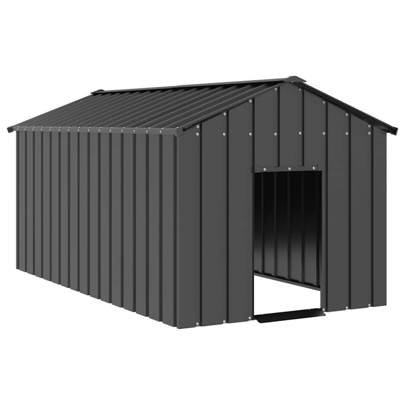 Barys Galvanised Steel Dog House, 101cm H x 114cm W x 202cm D, Anthracite