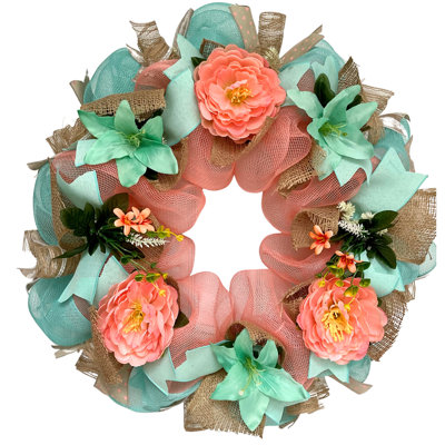 Couronne florale printanière menthe et melon