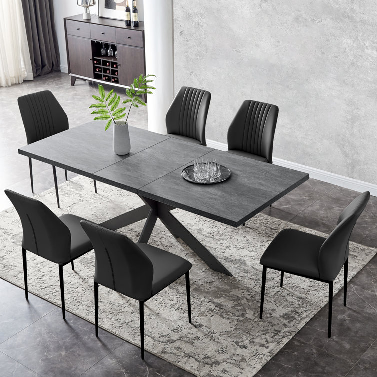 Zerifevni Modern Textured Butterfly Dining Table（set of 6） & Reviews ...