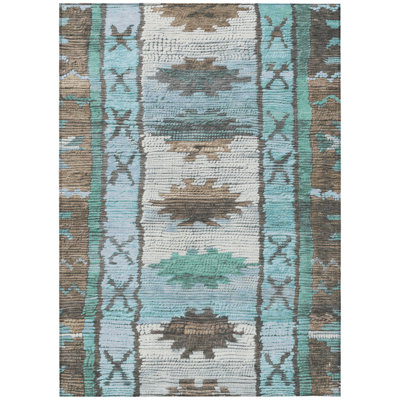 Machine Washable Indoor/Outdoor Xhevrie Brown Rug