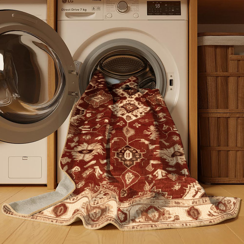Tapis brun lavable à la machine, Carré 3 pi