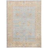 Hand-Knotted High-Quality Blue and Ivory Area Rug