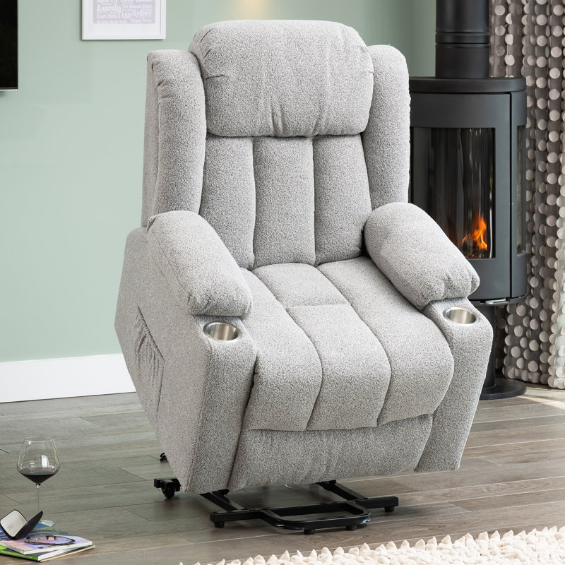 Redding 89cm Wide Lift Assist Standard Recliner with Massager, Grey