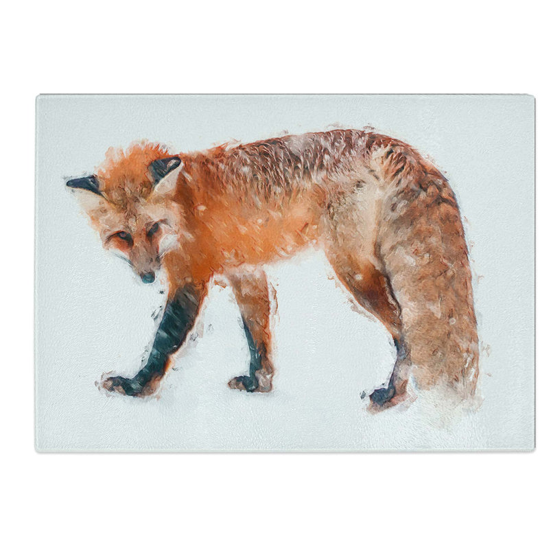 Tempered Glass Fox in the Winter Chopping Board, 28.5 cm W x 20 cm L
