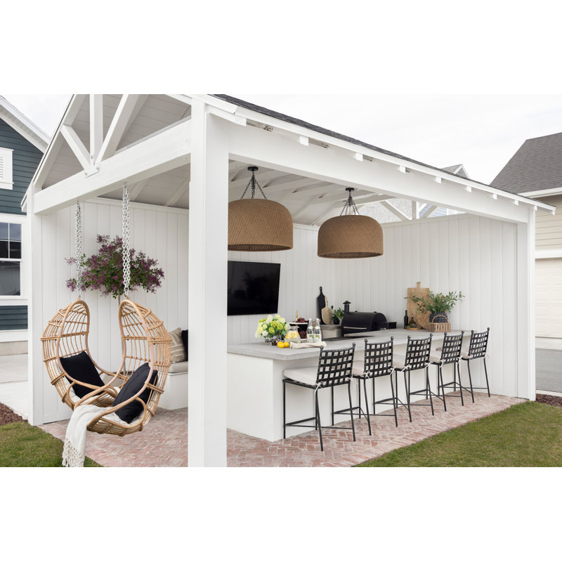 Provence Outdoor Bar Stool, Canvas Flax Sunbrella® Canvas