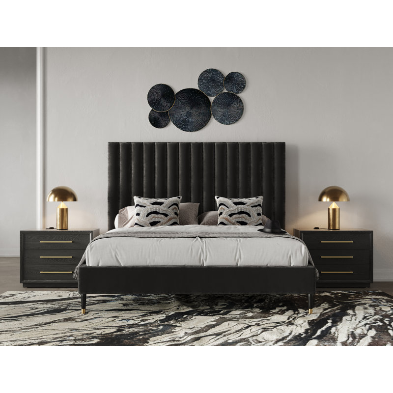 Colson Upholstered Platform Bed, King, Dark Gray