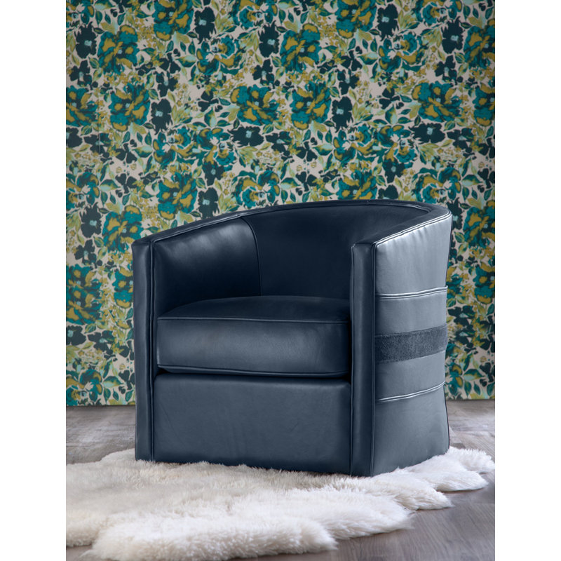 Everlea Swivel Chair in Athena Night, Athena Night Genuine Leather