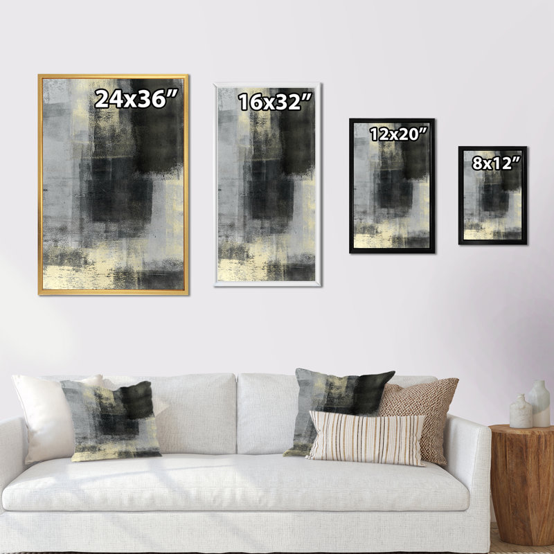 Art moderne gris et bleu II 2FDP47774, Cadre noir, H 20 po x l 12 po x P 1 po